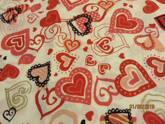 Red Pink Black And Gold Metallic Hearts On White Background Etsy