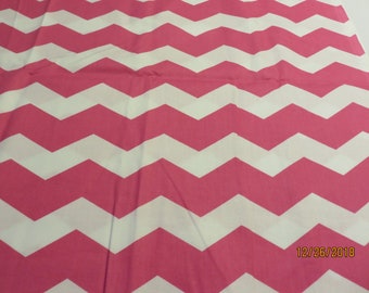 Brother Sister Designs Hot Pink and White Chevron Design- Fabric Priced Per 1/2 Yard