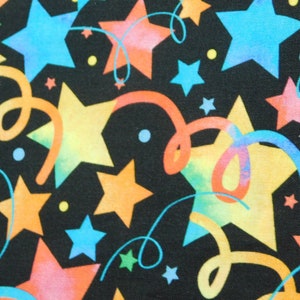 Celebration Prints-Rainbow Stars and Streamers - One continuous cut - 1/2 yard