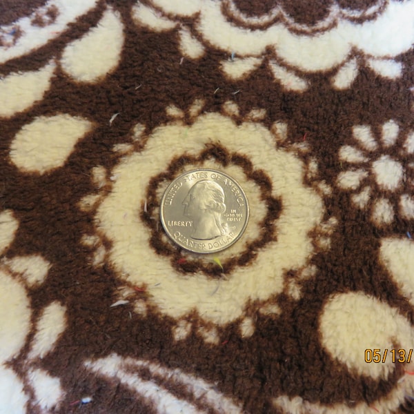 Soft and Cuddly Minky Chenille -Brown/Cream  Paisley/Floral  Print- One continuous cut - Fabric is sold by the 1/2 yard