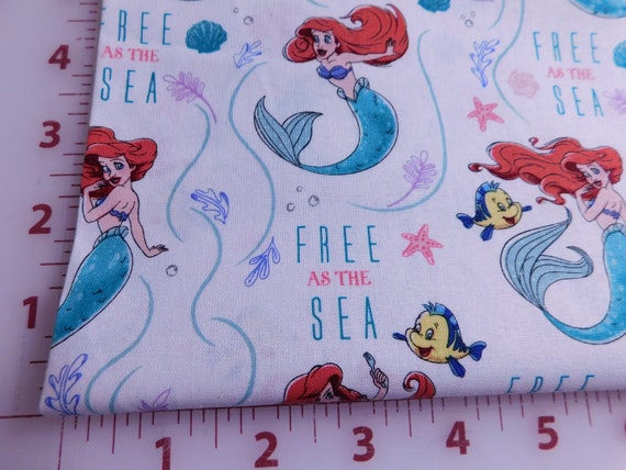 Disney Little Mermaid Fabric – Ariel & Flounder Cotton Print