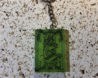 Green Glow-in-the-Dark Tarot Keychain - The Emperor