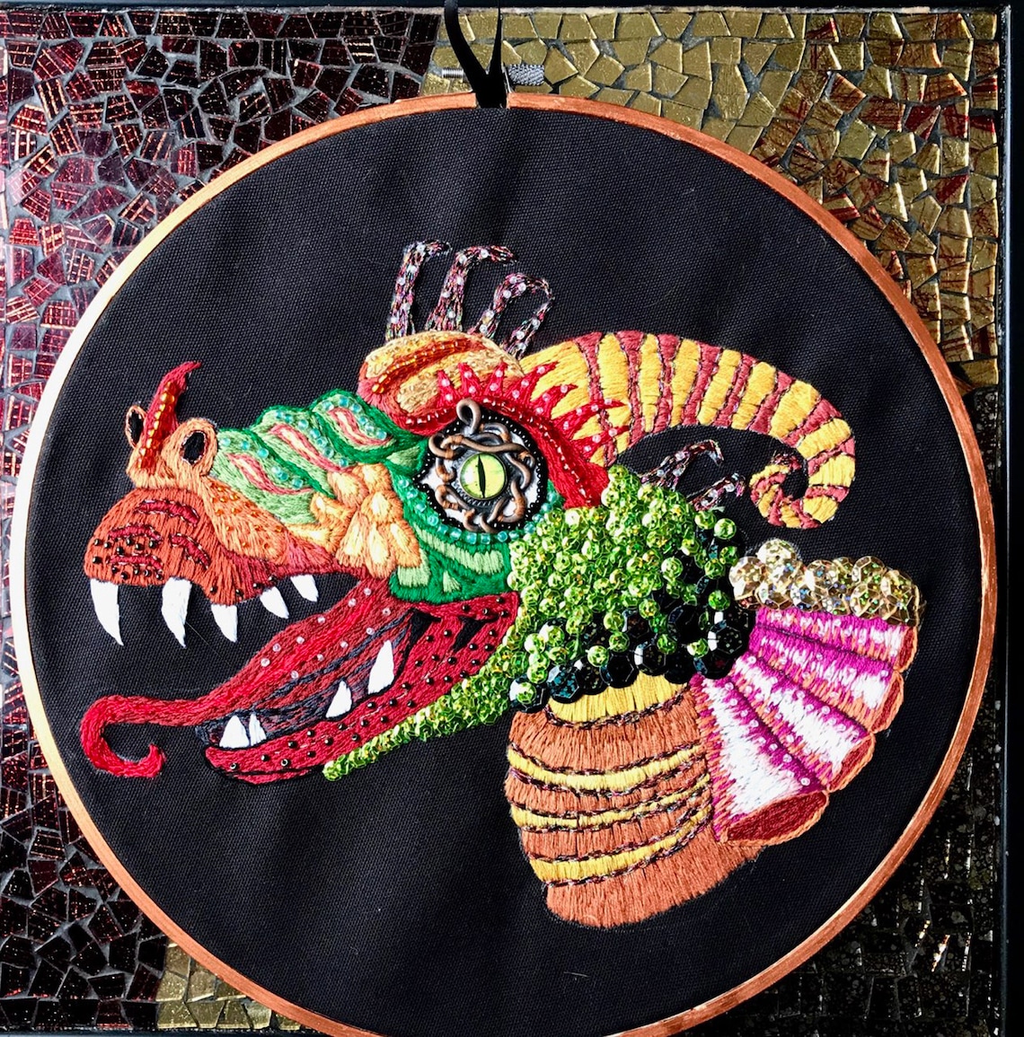 Dragon Hoop // 12 Bamboo Hoop // Modern Embroidery // Wall Etsy