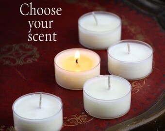 Scented Soy Tea Lights - Choose Your Scent - Literture & Folklore Inspired Fragrances - Vegan Ritual Alter Tealight Candles - Bulk Candles