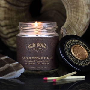 Underworld Soy Candle - Sandalwood, Jasmine & Orange - Inspired by Egyptian Mythology - Spooky Gifts - Goth Decor - Halloween Candle