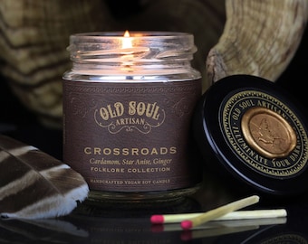 Crossroads Soy Candle - Cardamom, Ginger, Star Anise - Witch Summoning Spell - Gothic Home Decor