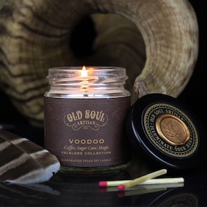 Voodoo Soy Candle - Coffee, Sugar Cane & Magic - New Orleans Horror Decor - Halloween Candle - Gothic Home Decor - Marie Laveau Divination