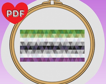 Geometric AroAce Flag - Aromantic Asexual Pride - LGBTQ+ - Cross Stitch Pattern