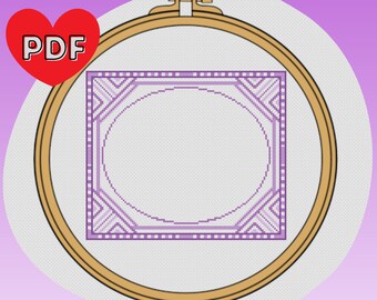 Geometric Monochromatic Frame Cross Stitch Pattern