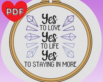 Yes to Staying in More - 30 Rock - Cross Stitch Pattern
