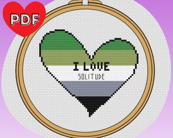 Aromantic Pride Heart Cross Stitch Pattern