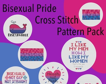 Bisexual Pride Cross Stitch Pattern set