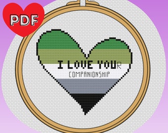 Aromantic Pride Heart Cross Stitch Pattern