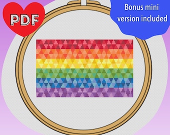 Geometric Rainbow Flag - Gay/Queer Pride - LGBTQ+ - Cross Stitch Pattern