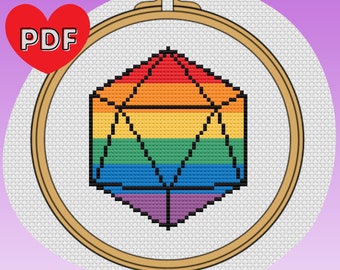 LGBTQ+ Pride d20 Cross Stitch Pattern