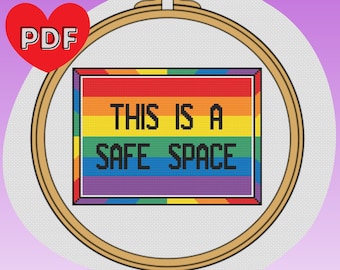 Safe Space, Large - Ally/Pride - LGBTQ+ - Cross Stitch Pattern