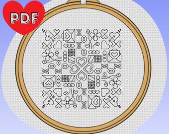Valentine Blackwork Pattern