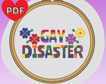 Gay Disaster - Gay Pride - LGBTQ+ - Cross Stitch Pattern