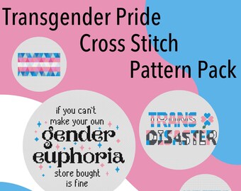 Transgender Pride Cross Stitch Pattern set