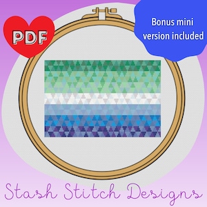 Geometric Gay MLM Pride Flag - LGBTQ+ - Cross Stitch Pattern