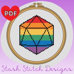 LGBTQ Pride d20 Cross Stitch Pattern image 1