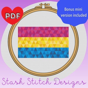 Geometric Pan Flag - Pan/Pansexual - LGBTQ+ - Cross Stitch Pattern