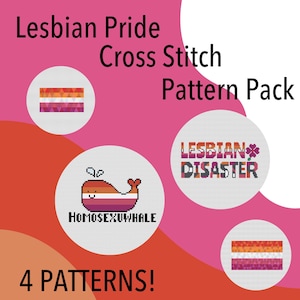 Lesbian Pride Cross Stitch Pattern set