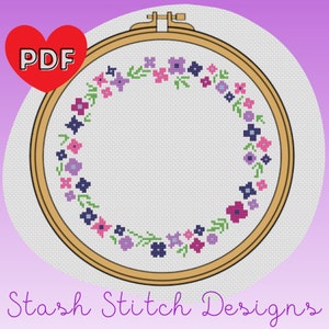 Floral Frame Cross Stitch Pattern