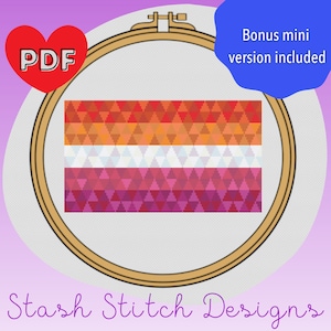 Geometric Lesbian Flag - Gay/Lesbian Pride - LGBTQ+ - Cross Stitch Pattern