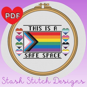 Drapeau intersectionnel Safe Space - Allié/Fierté - LGBTQ+ - Modèle de point de croix