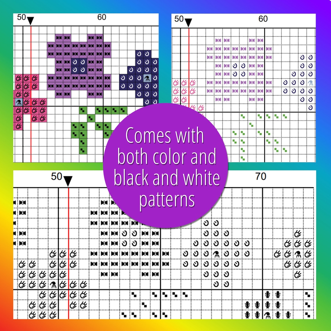 Cross Stitch Patterns Rectangular Rectangle Square Flower Border Cross Stitch Pattern Colorful Floral ...