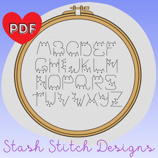 Cat Cross Stitch Font - Alphabet