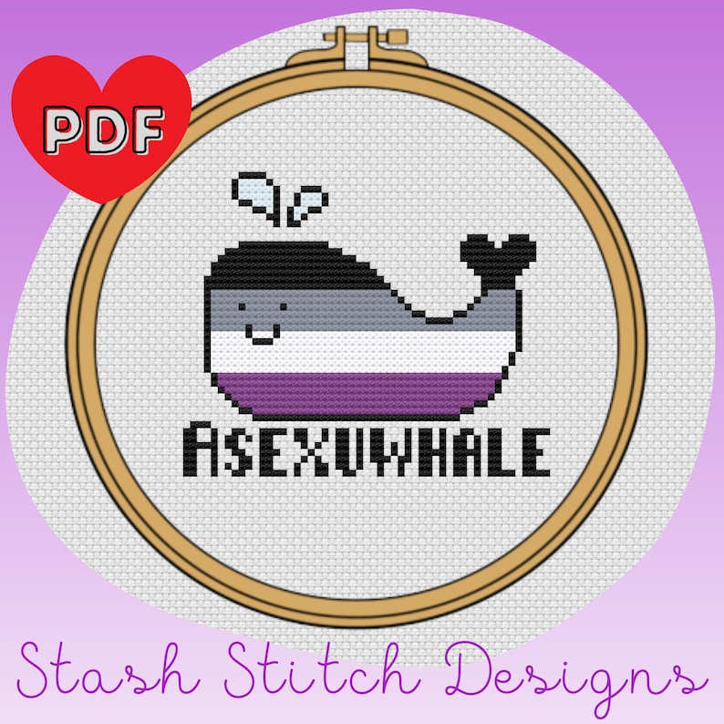 Asexuwhale Ace/Asexual Pride LGBTQ Cross Stitch Pattern image 1