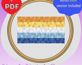 Geometric Sunset Aro Ace Flag - Aromantic/Asexual Pride - LGBTQ+ - Cross Stitch Pattern