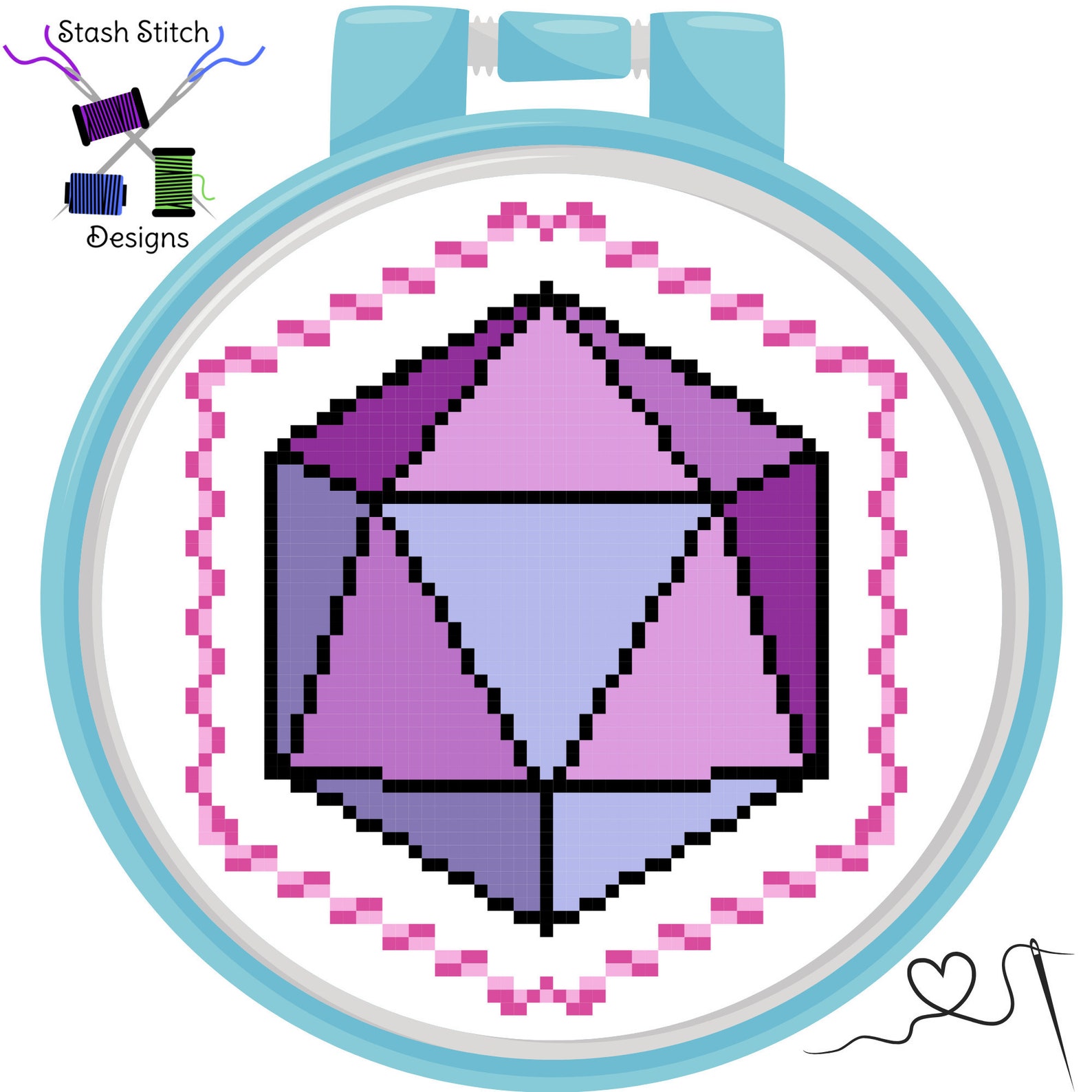 Purple d20 Cross Stitch Pattern | Etsy
