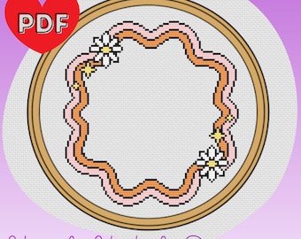 Geometric Floral Frame Cross Stitch Pattern