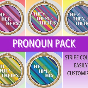 Pronoun - LGBTQ+ Pride - Transgender Nonbinary - Cross Stitch Pattern Pack