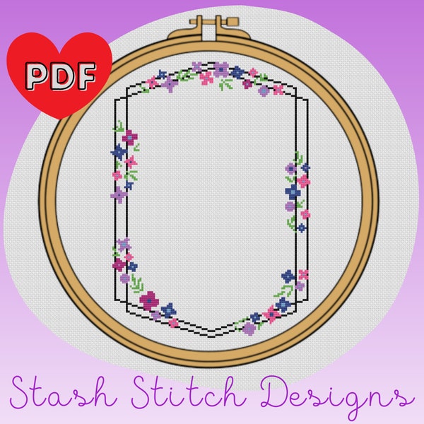 Geometric Floral Frame Cross Stitch Pattern