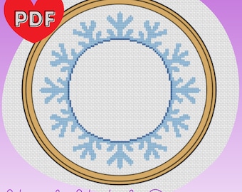 Snowflake Circle Frame Cross Stitch Pattern