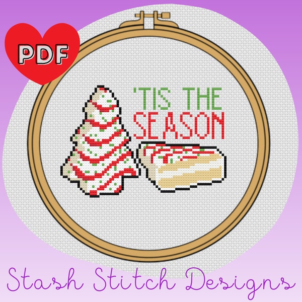 Christmas Tree Cake Cross Stitch Pattern