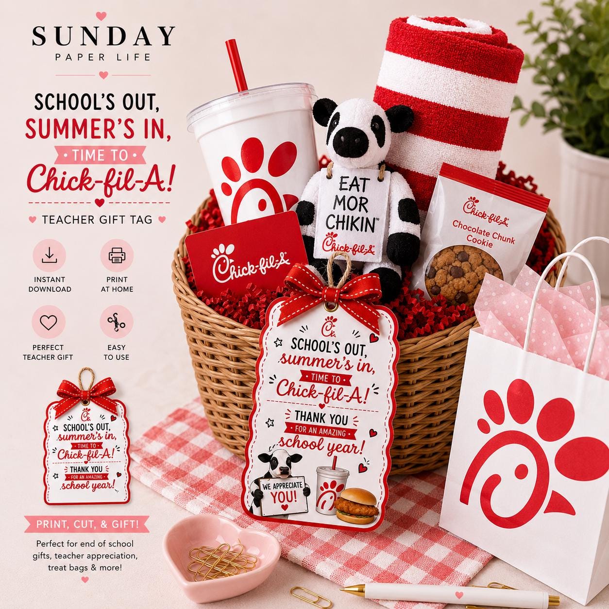 Chick-fil-A Backpack Puffer Style Cinch Sack White Red \