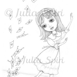 Coloring Page, Digital stamp, Digi, Alice in Wonderland, Card, Whimsy, Line art. You’re nothing but a pack of cards!