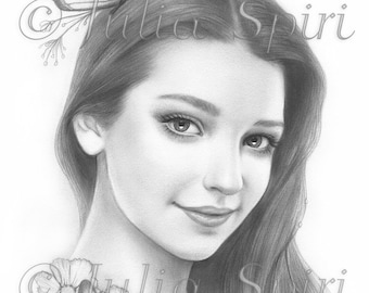 Coloring Page, Digital stamp, Digi, Girl, Realistic Portrait, Fantasy, Butterfly, Grayscale. Amelia