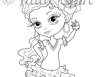 Sellos digitales, Flamenco, Sevillana, Chica Española, Manualidad, Ojos Grandes, Dibujos para colorear, Manualidades con papel, Tarjetería, Tarjetas caseras. pequeña carmen