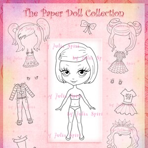 Paper Doll, Digital stamps, Girl stamps, Digi, Closet, Hairstyles, Shoes, Clothes, Big Eyes, Coloring, Crafting, Dress. Paper Doll Samantha image 6