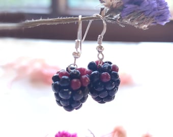 Handmade Polymer Clay Earrings and Necklace. Blackberry