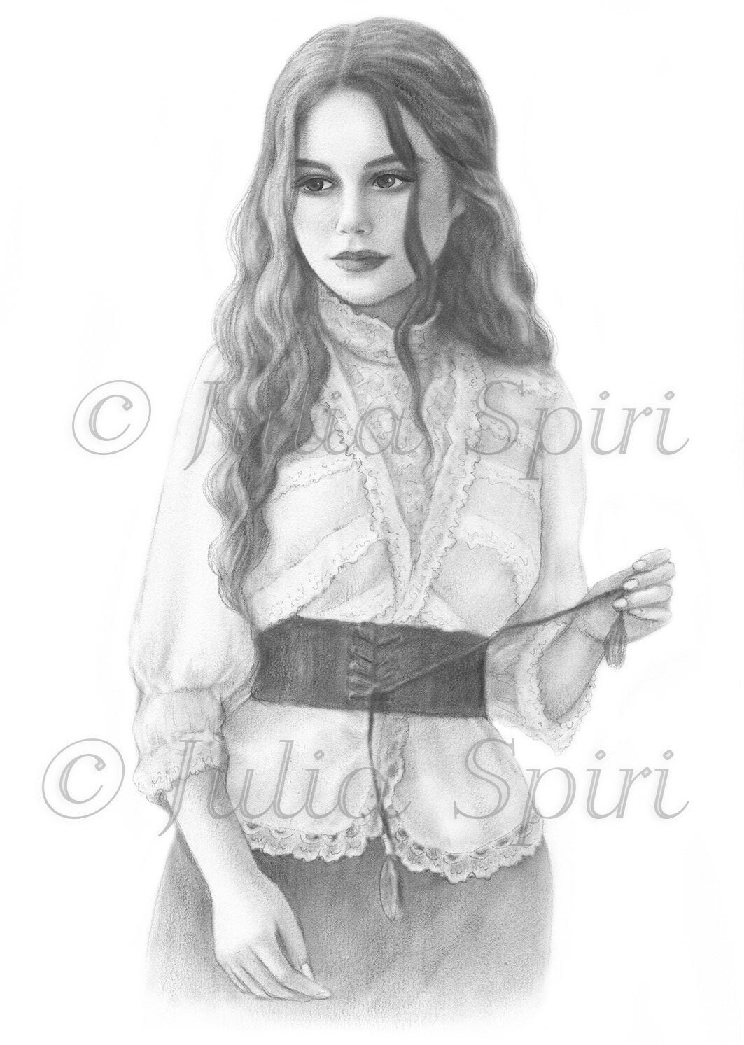 Coloring Page, Digital stamp, Digi,  Girl, Realistic Portrait, Portrait, Grayscale. Annie