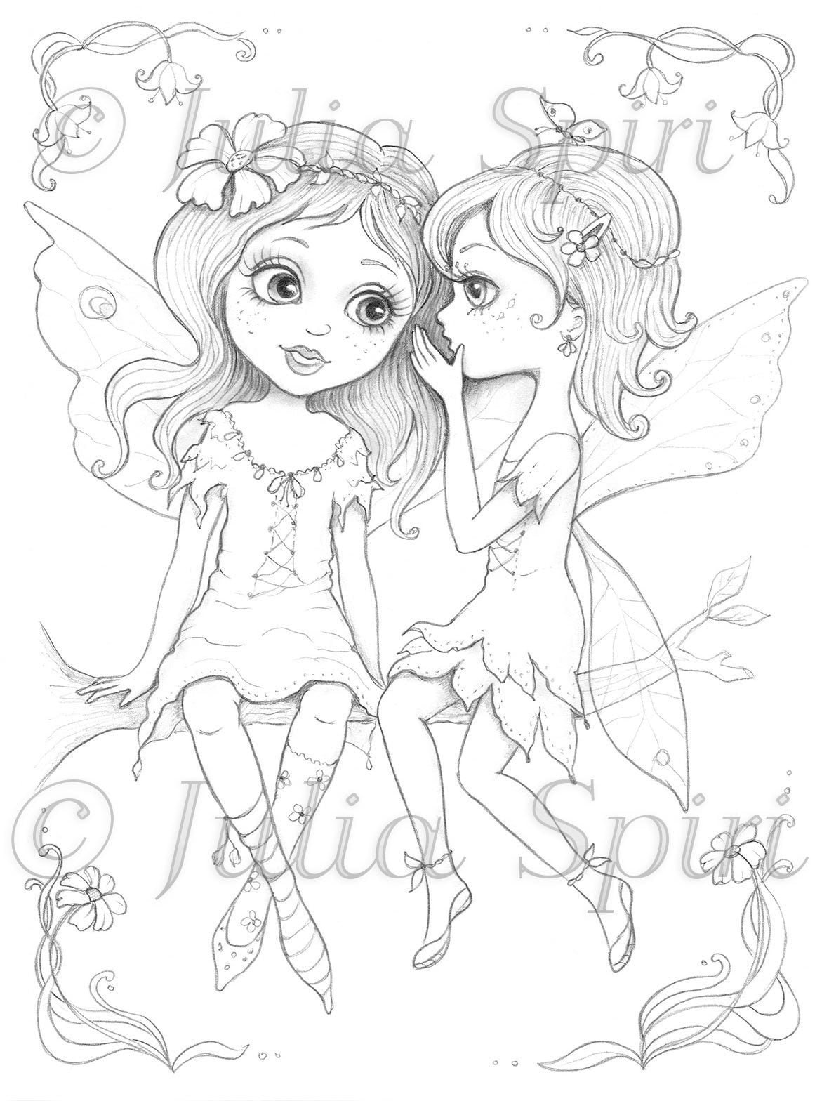 ぬり絵デジタルスタンプ妖精かわいい女の子奇抜ファンタジー線画自信 - Etsy 日本