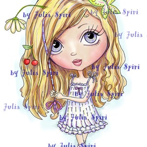 Sellos digitales, imprimibles para scrapbooking, sellos digitales, sellos de niña, páginas para colorear, sellos de muñeca, arte lineal. Niña con el pelo recogido.
