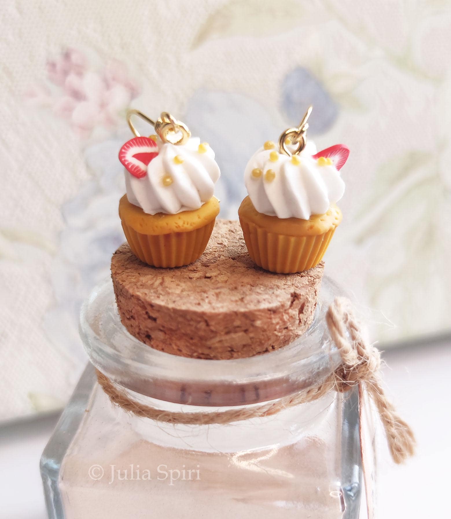 Handmade Polymer Clay Earrings. Cupcakes